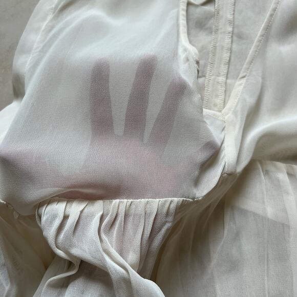 ASOS Cream Sheer Flowy Tank with Adjustable Straps Size 6 - Picture 3 of 7